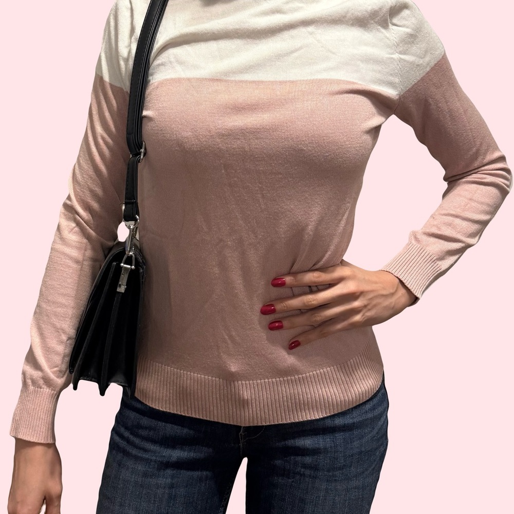 Elegant Pink and White Women's Sweater